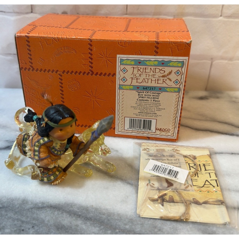 Enesco Friends of the Feather Spirit of Courage Boy with Wolf Figurine 647217